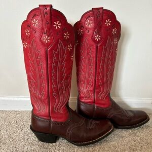 Ariat Red and Brown Heeled Western Boots